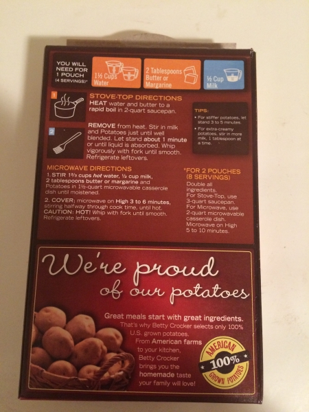 Betty Crocker Creamy Mashed Potatoes Box Mix Betty Crocker Creamy Mashed Potatoes Box Mix