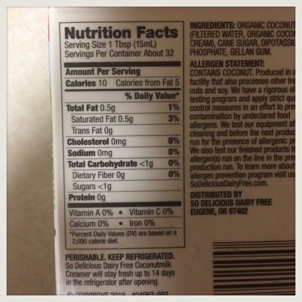 So Delicious Original Coconut milk Creamer review