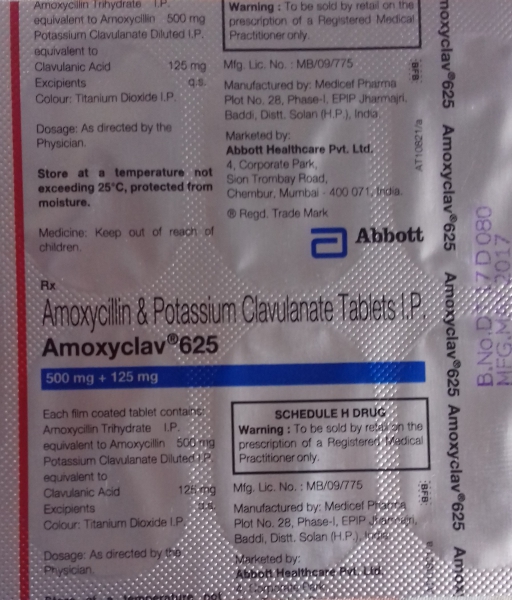 Amoxyclav 625 (Amoxycillin and Potassium Clavulanate Tablets) Amoxyclav 625 (Amoxycillin and Potassium Clavulanate Tablets)