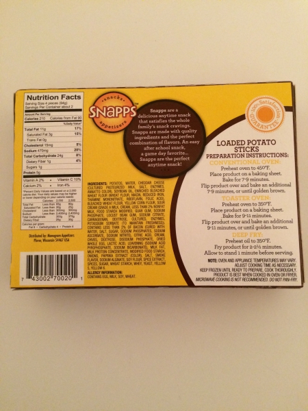 Snapps Loaded Potato Sticks Appetizer review